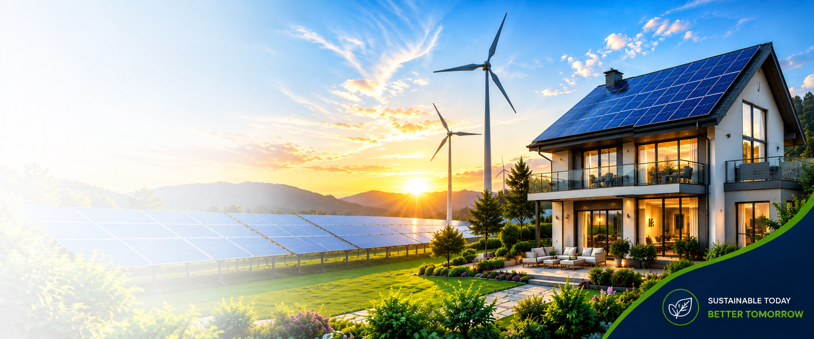 Solar panels producing clean renewable energy